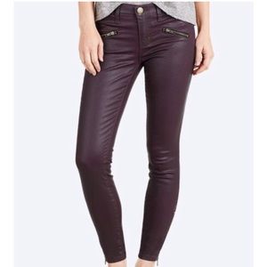 CURRENT/ELLIOTT The Soho Zip Stiletto Skinny Jean Coated Purple, Size 26